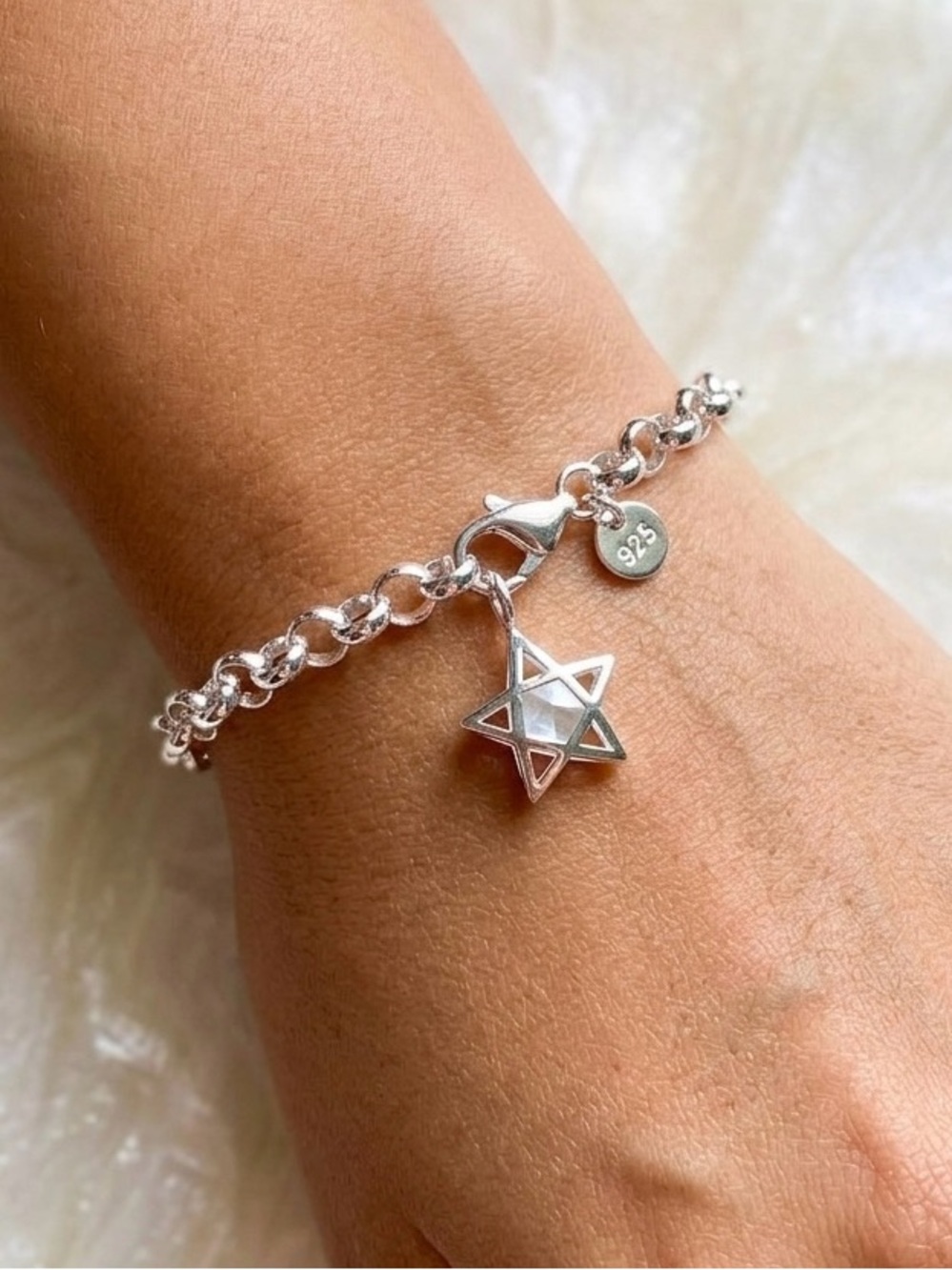 Silver Star Charm Chain Bracelet - Silver